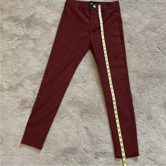 4/$25 Zara Women Red Skinny Pant Glen Plaid Check Large Stretch Casual Retro Y2K - Picture 7 of 15